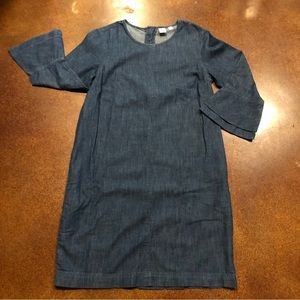 Gap Denim Shift Dress with 3/4 Ruffled Sleeves Sz S